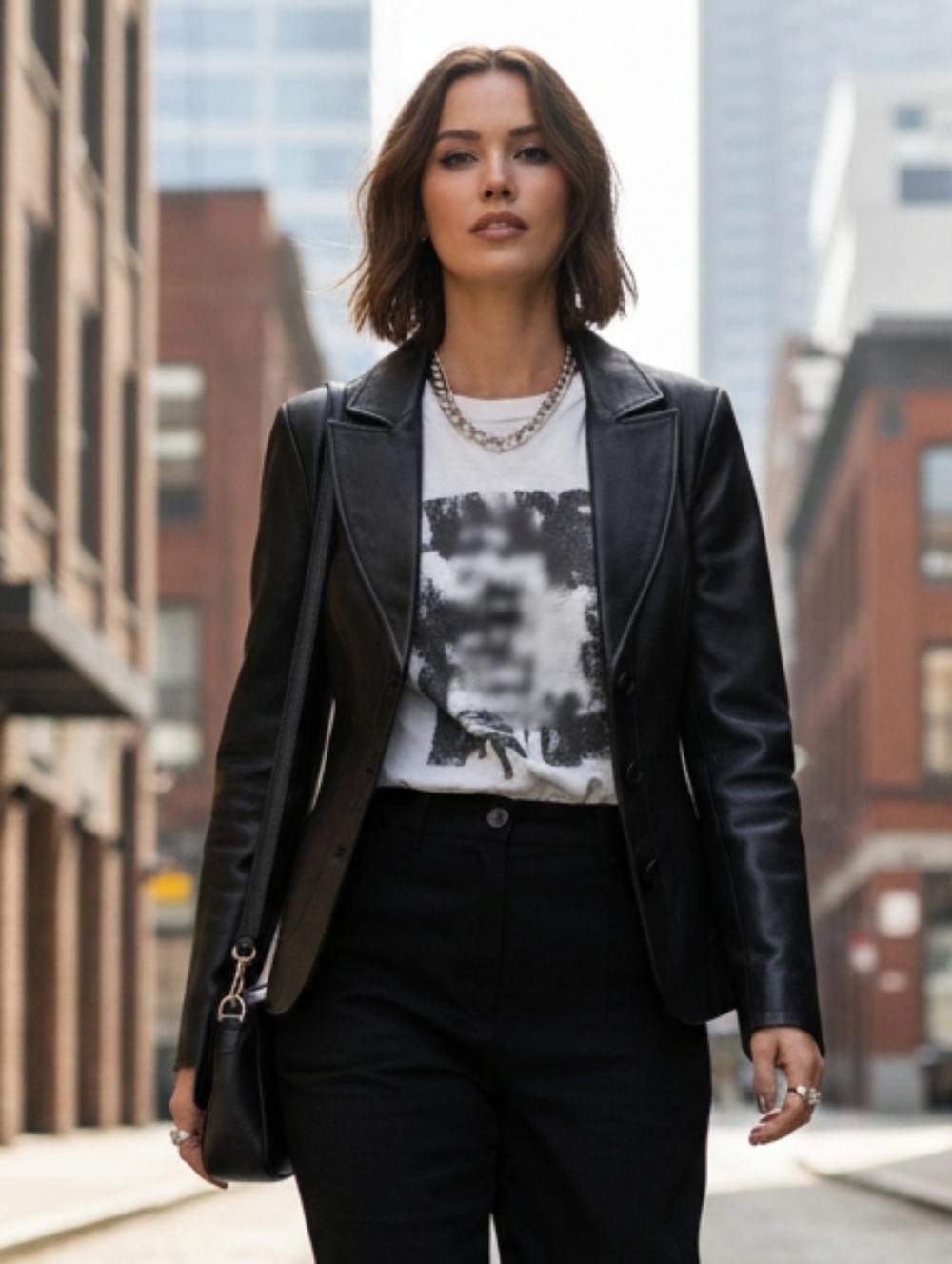 NWOT Guess L Vintage 90s Edgy Modern Contemporary Leather Blazer Jacket